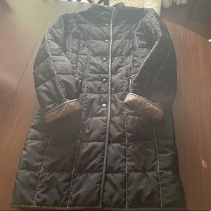 FAY ITALY quilted coat black with brown details